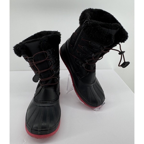 Canada Weather Gear Shoes - Canada Weather Gear Snow Boots Womens 6M Black Red Faux Fur Insulated Zip